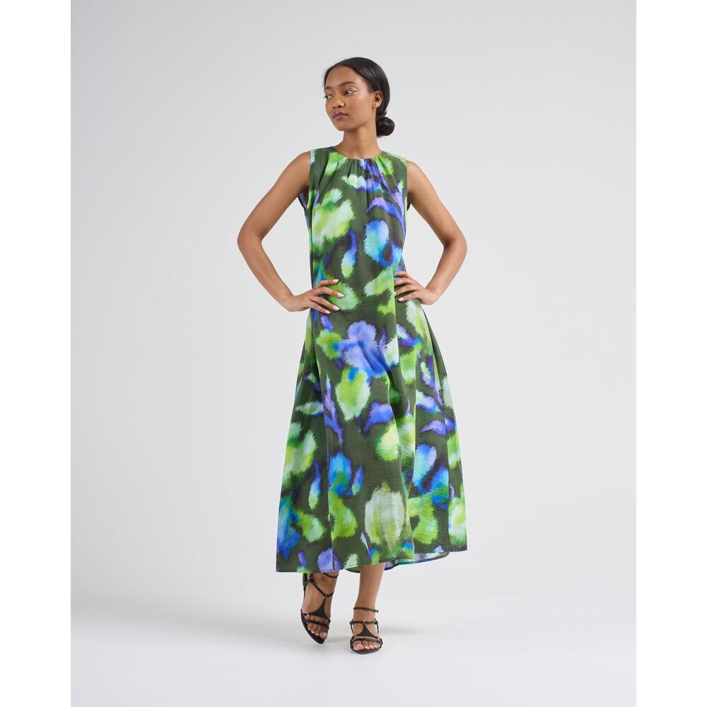 Psophia Vazquez de Castro Sz S Dress Tie Forest Green Black Abstract Silk Pocket